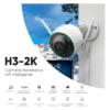 Cámara Ezviz H3-2k Tipo Bala 3mp Detección Humana Colores En Oscuridad Protección Ip67 Exteriores