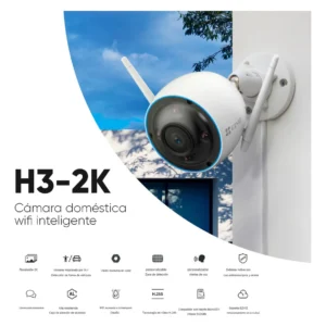 Cámara Ezviz H3-2k Tipo Bala 3mp Detección Humana Colores En Oscuridad Protección Ip67 Exteriores