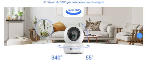 CAMARA EZVIZ H6C 2K WIFI CON ROTACION PTZ INTELIGENTE PARA INTERIOR