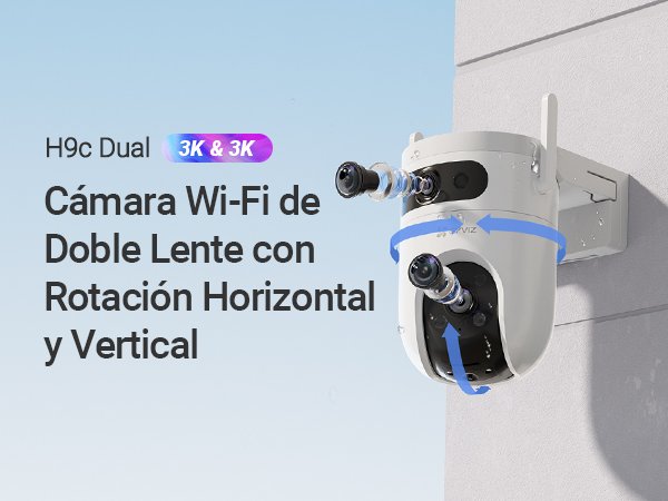 CAMARA EZVIZ H9C 3K 5MP WIFI DE DOBLE LENTE CON ROTACION PTZ INTELIGENTE PARA EXTERIOR