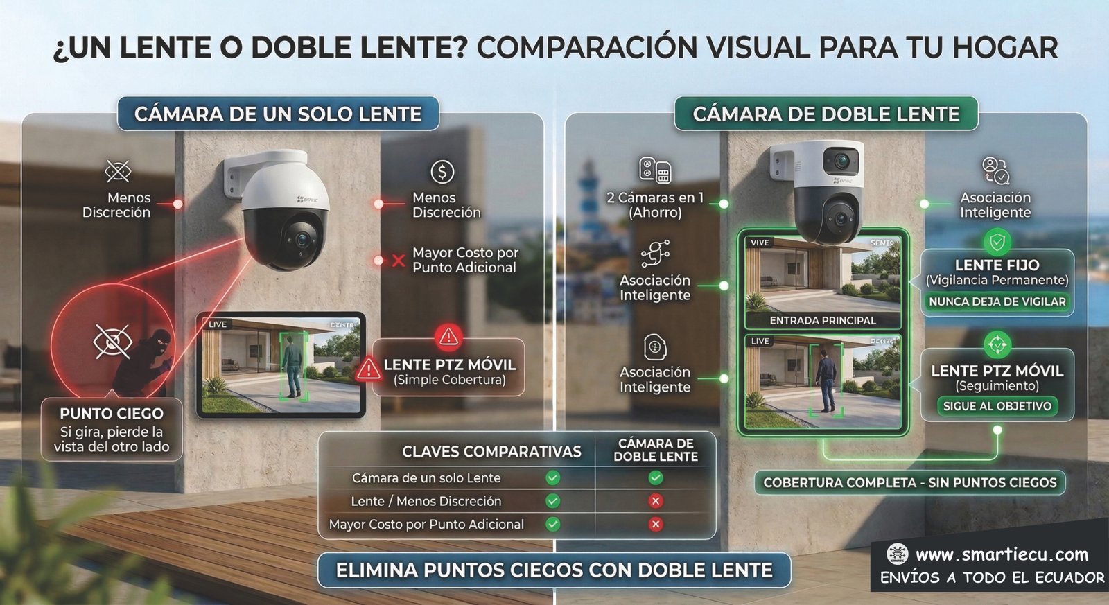 ¿Cámara de un lente o doble lente? Cuál elegir para tu hogar | Smartic