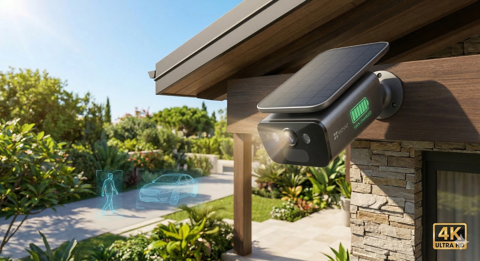 Cámara solar wifi Ezviz EB5 4k con panel incorporado para exteriores