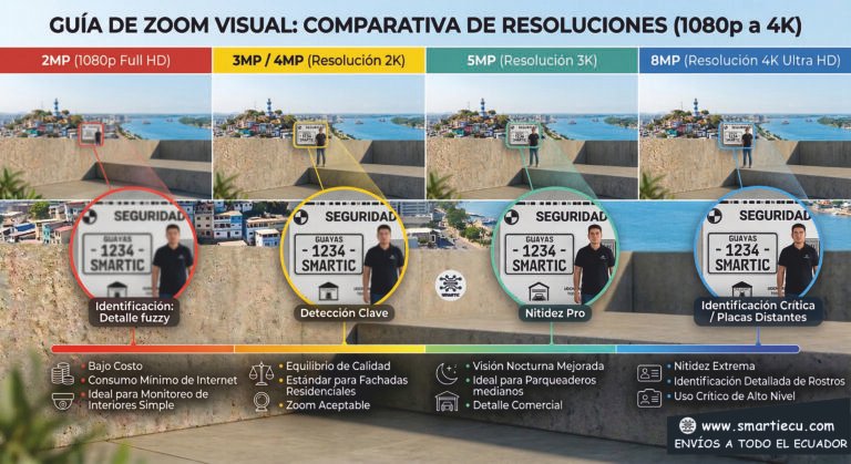 ¿Qué resolución elegir para mi cámara de seguridad? Guía definitiva: 2MP, 3MP, 5MP, 8MP (2K, 3K y 4K)
