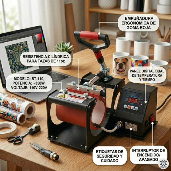 Máquina para sublimar jarros de 11oz Smartic. Prensa de Sublimación para Tazas, caracteristicas