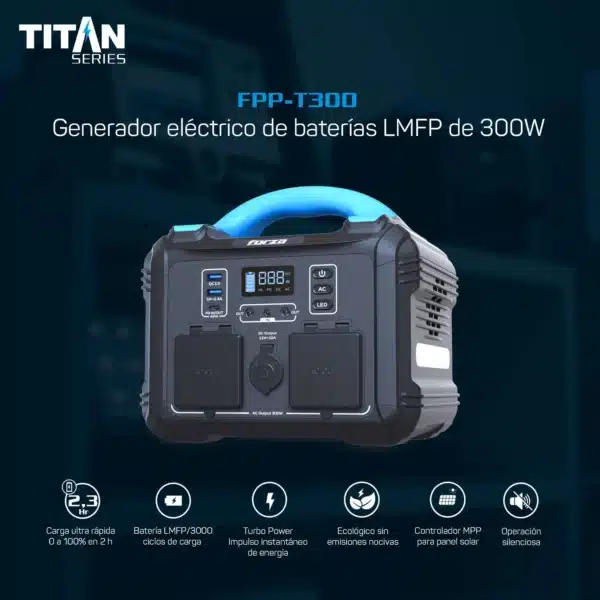 Estación de Energía Portátil Forza Titan T300 (296Wh / 300W) – Generador Solar y Respaldo Eléctrico Silencioso