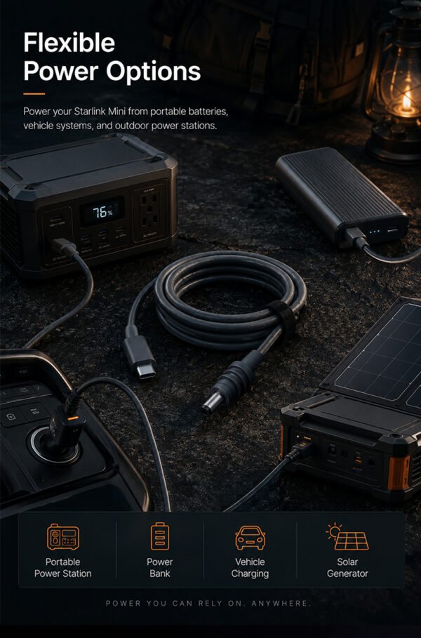 Cable USB-C a DC Starlink Mini | 100W PD - 3m y 5m