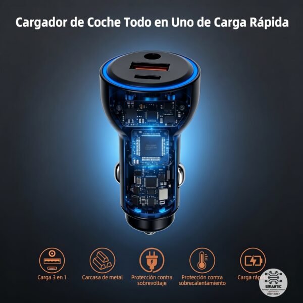 Cargador Vehicular DC 60w Usb-a Usb-c para Starlink Mini | Usa tu Cable Original 15m