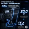 Cargador Vehicular DC 60w Usb-a Usb-c para Starlink Mini | Usa tu Cable Original 15m